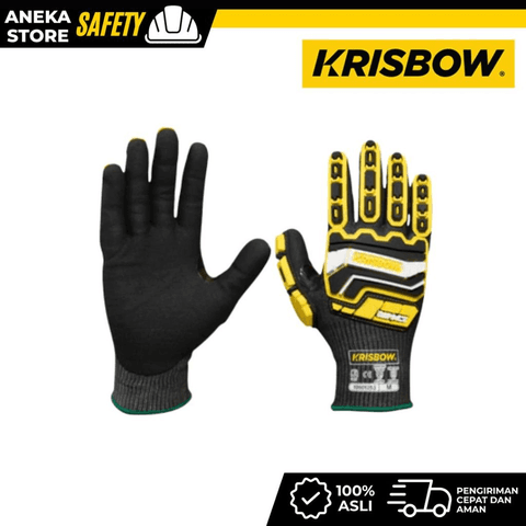Krisbow Ukuran L Sarung Tangan Pengaman Impact Srsg513 - Hitam/Kuning Safety Glove Impact Sarung Tangan Pengaman
