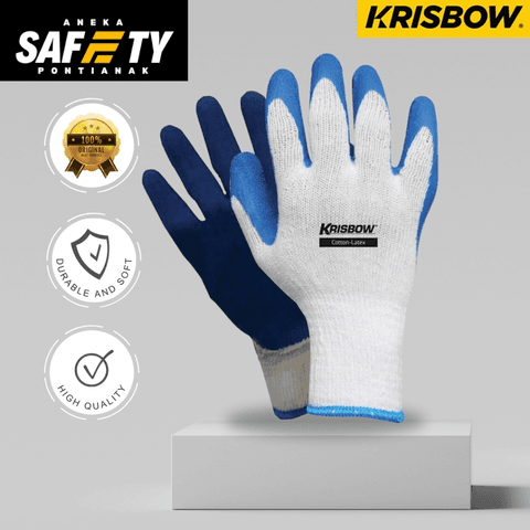 Krisbow Safety Gloves Sarung Tangan Pengaman Katun Latex